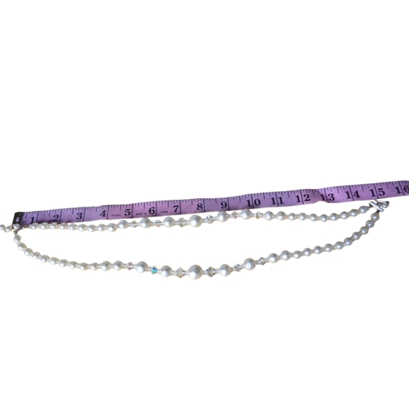 White Pearl and Beautiful Australia Crystal White AB Sparkly Rainbow Necklace - Picture 7 of 10